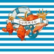 Sea Card with Anchor Lifeline and fish N3