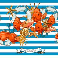 Sea Card with Anchor Lifeline and fish N4