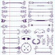 Vintage hand drawn design elements set 2 School notebook