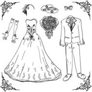 Wedding costume in black and white