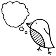 Little bird with thought bubble