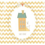 Sweet home illustration with a wreath and cute house N2