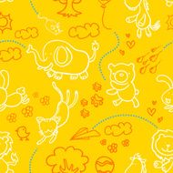 Seamless background - Happy cartoon animals