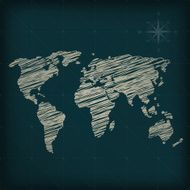 World map sketch dark