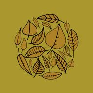 A hand drawn leaf design on a yellow background