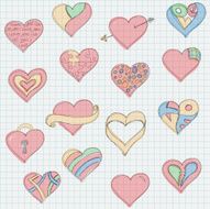 Set of doodle hearts