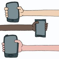 hands holding phones