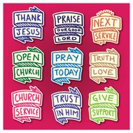 Religious sticker icon set