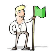 cartoon man planting flag N14