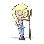 cartoon happy farmer girl N14