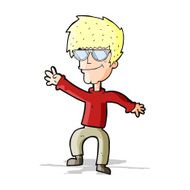cartoon waving cool guy N14
