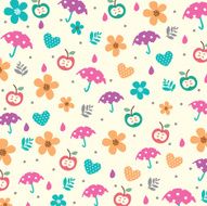 umbrellas and flowers in spring pattern