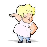 cartoon happy overweight lady N14