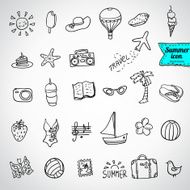 Set of vector doodle summer icons N8
