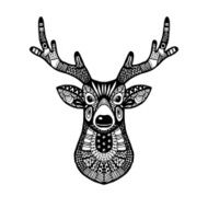 Ornamental deer head ethnic zentangle design hand drawn isolated vector