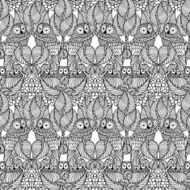 Hand drawn seamless owl pattern