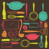 cooking utensils design element doodle