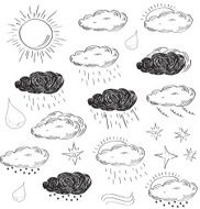 Weather icons set Sketch vector illustration N2