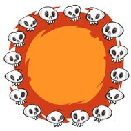 Cartoon Skulls Round Frame on White Background
