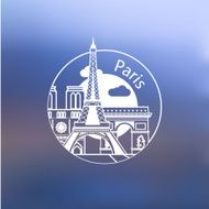 Linear round icon of Paris France Flat one line style