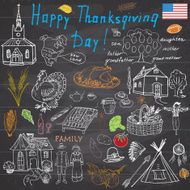 Thanksgiving doodles set Traditional symbols sketch collection N2