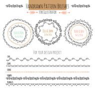 Set with seamless vector pattern hand drawn brushes N5