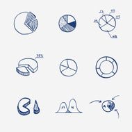 Set of circle chart diagram graph pie hand draw Concept