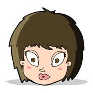 cartoon surprised female face N98