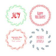 Christmas wreath drawn Vector set N18