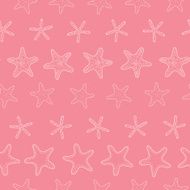 Starfish pink pastel stripe line art seamless pattern background