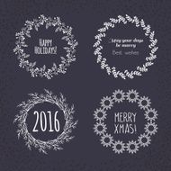 Christmas wreath drawn Vector set N19