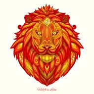 Lion red ornament ethnic vector illustration