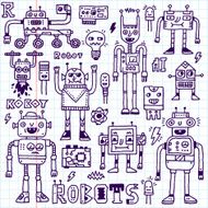 Robots Electrical Circuits Microschemes Cool and cute funny vector set 1 N2