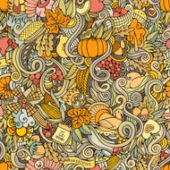 Thanksgiving autumn symbols food and drinks seamless pattern N7