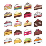 Colorful sweet cakes slices set vector illustration N2