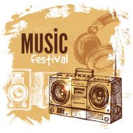 Music vintage background Splash blob retro design festiv N3