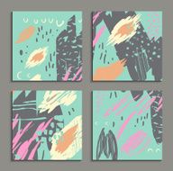 Set of creative universal cards Hand Drawn textures N4