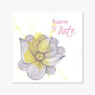 Wedding invitation card template with hand drawn flower and watercolor N2