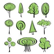abstract trees sketch set