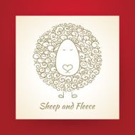 Hand Drawn Gold Sheep and Fleece Vector Illustration N2