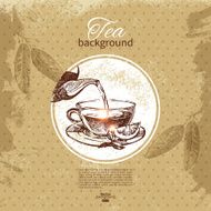 Tea vintage background Hand drawn sketch illustration Menu des N27