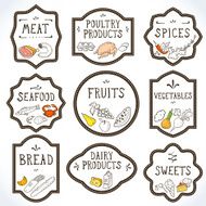 Hand Drawn Food Badges Set Vector illustration eps10 N2