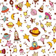 aliens planets stars space cosmos seamless pattern