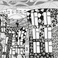 Street background Vector sketches of artistically houses N2