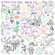 Hand drawn Sketch design of happy new year 2016 N2
