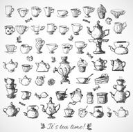 Sketches of tea objects