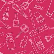 Vector seamless pattern of manicure and pedicure doodle equipmen N2