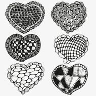 Set of cute hearts Artistically drawn