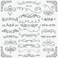 Vector Black Doodle Hand Drawn Swirls Collection N2