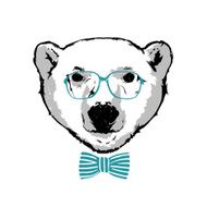 Hipster white bear in the glasses